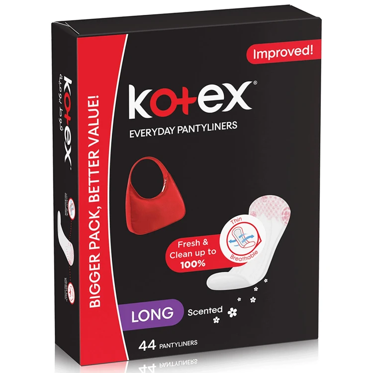 KOTEX LINER LONG FLAT SCNTD 10X44