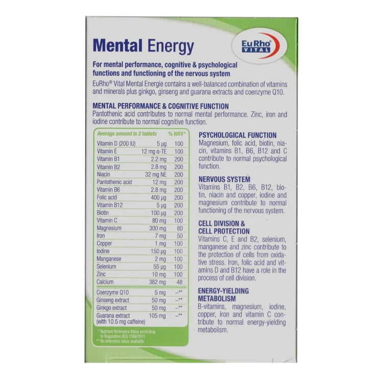 EuRho-VITAL Mental Energie 60 Tablets