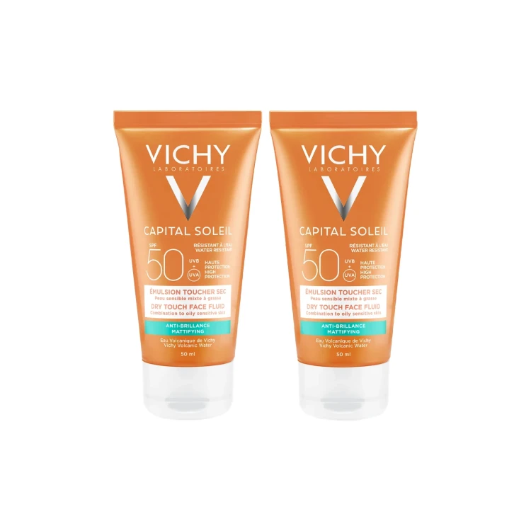 VICHY IDEAL SOLEIL MATTIFYING DRY TUCH SPF50 offer 1+1