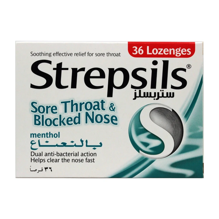 Strepsils Menthol Soar Troath & Blocked Nose Loz 36'S