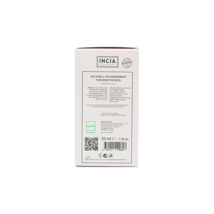 INCIA Natural Roll-on Deodorant For Sensitive Skin 50ML