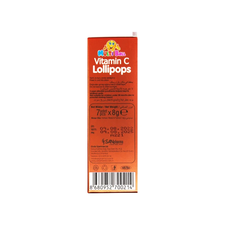 MULTIBALL Kids Vitamin C Lollipops 7'S