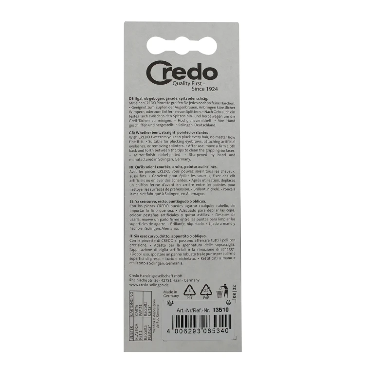 Credo Tweezer Lopsided 3" Nickel Plated 