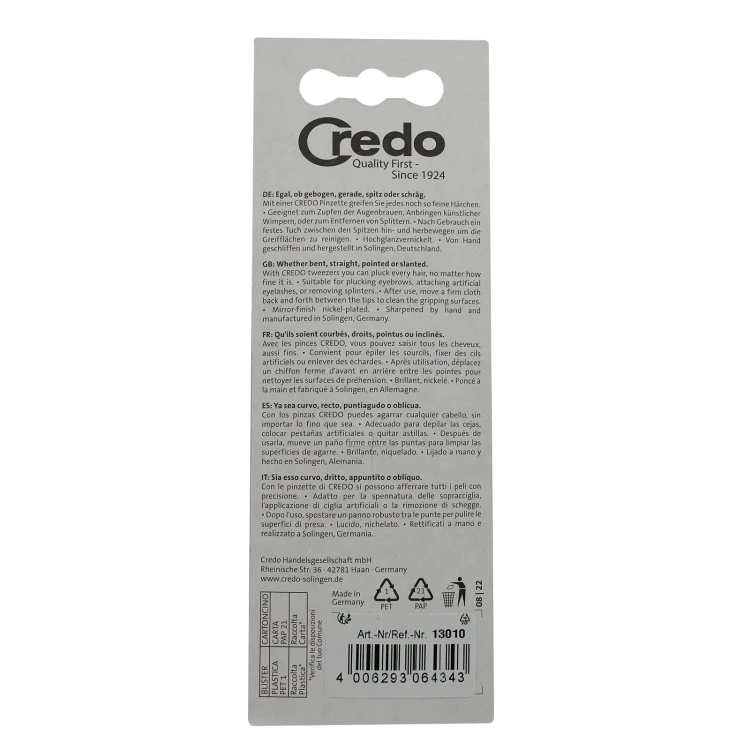 Credo Tweezer Straight 3" Nickel Plated