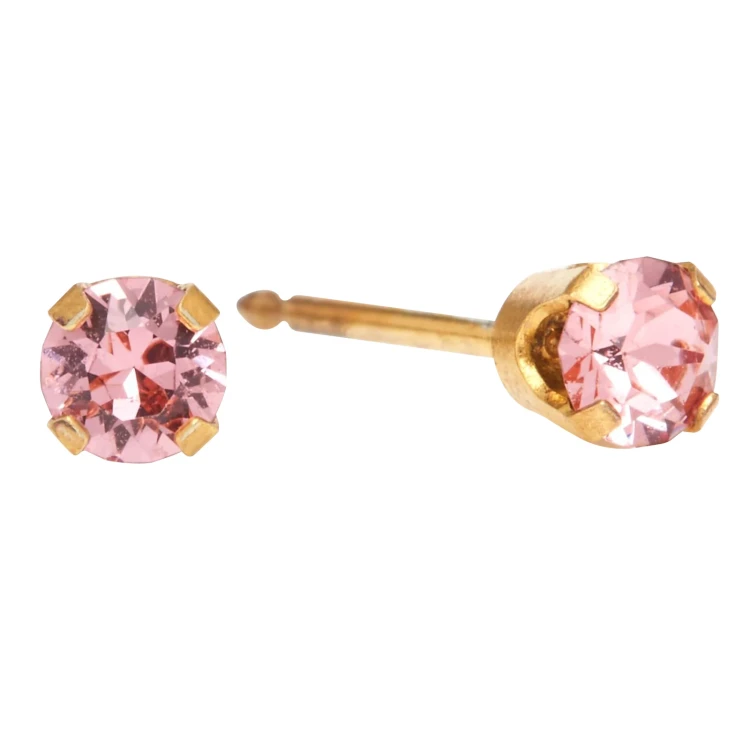 Lustrous 18K Gold Plated Pink Diamond Earing (4Mm) 137