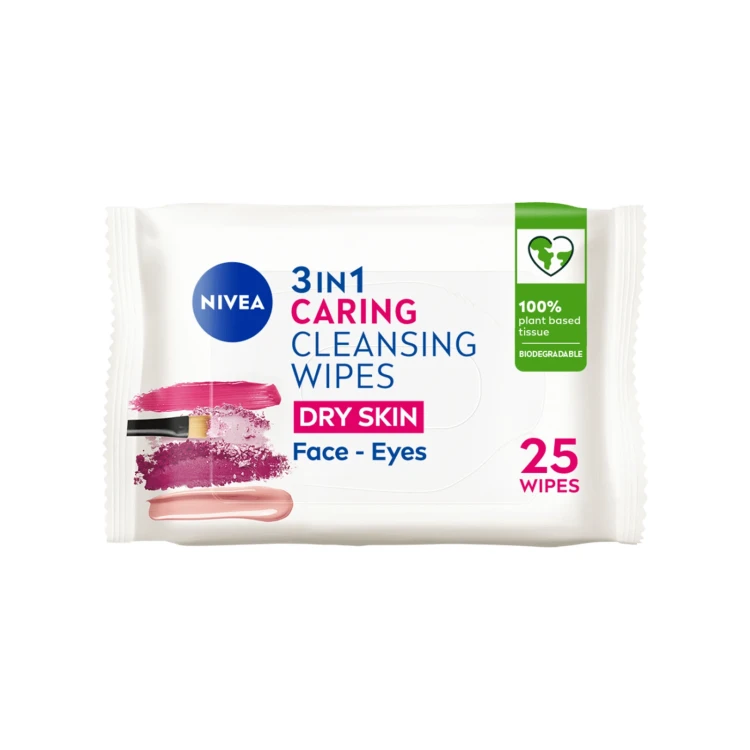 Nivea 3 in 1 Caring Cleansing Wipes Dry Skin 25's