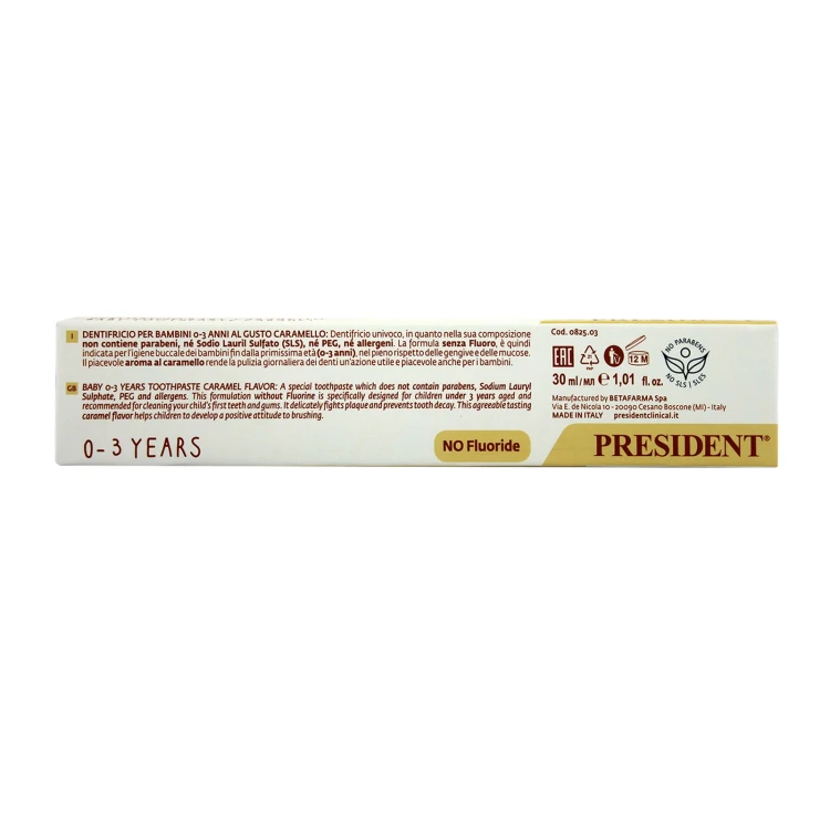 PRESIDENT 0-3 Years Baby ToothPaste Caramel 30ML