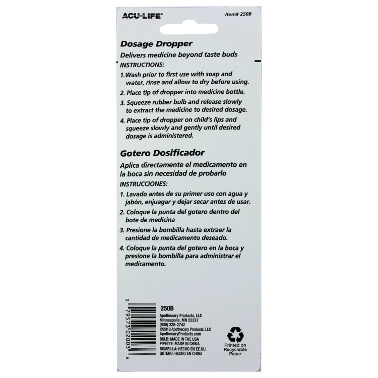 ACU-LIFE 5ML 1 TeaSpoon Dosage Dropper 250B