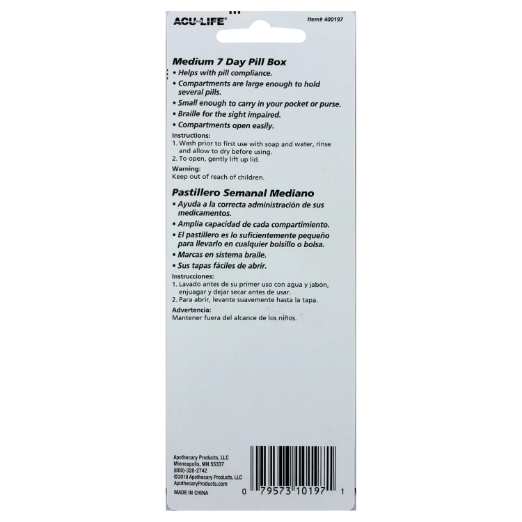 ACU-LIFE Medium 7 Day Pill Reminder #400197