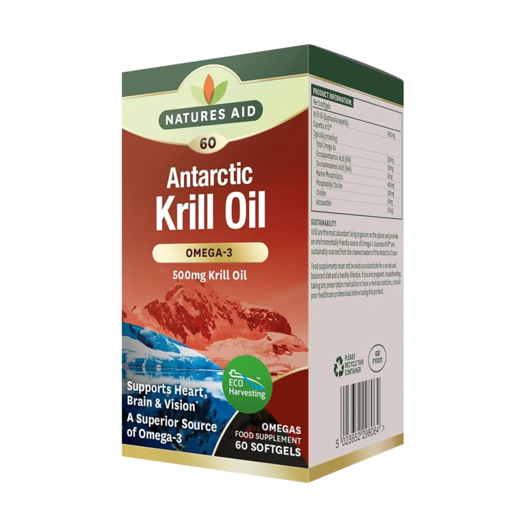 NATURES AID Antarctic 500mg Krill Oil Omega 3 60 Softgel