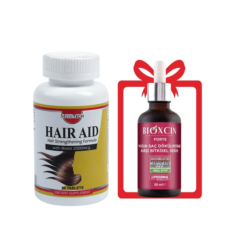 ميديتيك هير ايد فيتامينات علاج الشعر 90 حبه + أمبولة بيوكسين لتساقط الشعر مجاناً