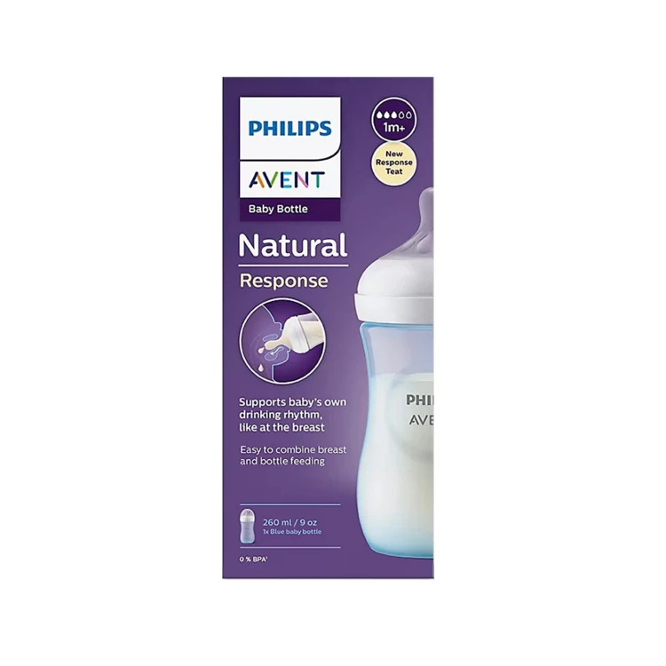 Philips Avent Natural Response Plastic Bottle (1m+) Blue 260ml SCY903/21