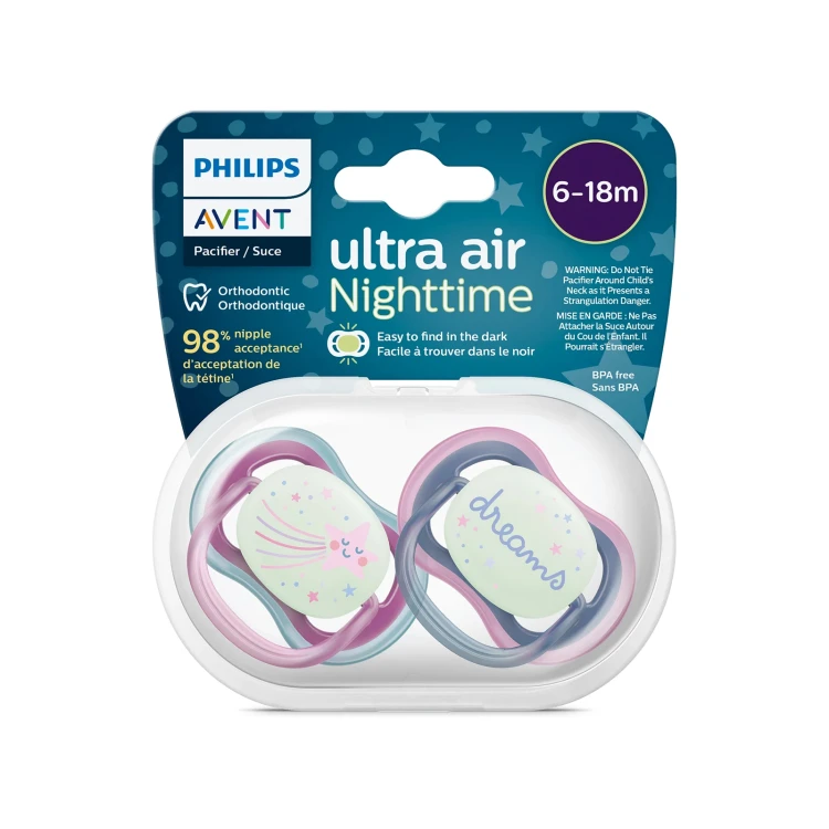 Philips Avent Ultra Air Nighttime pacifier (6-18m) 2Pcs SCF376/14