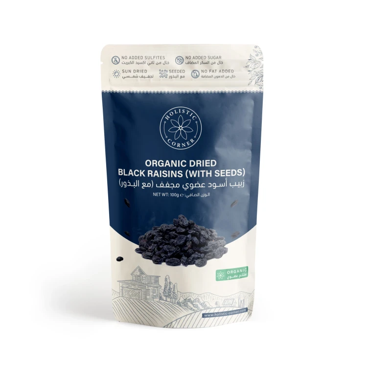 Organic Dried black raisins 100g