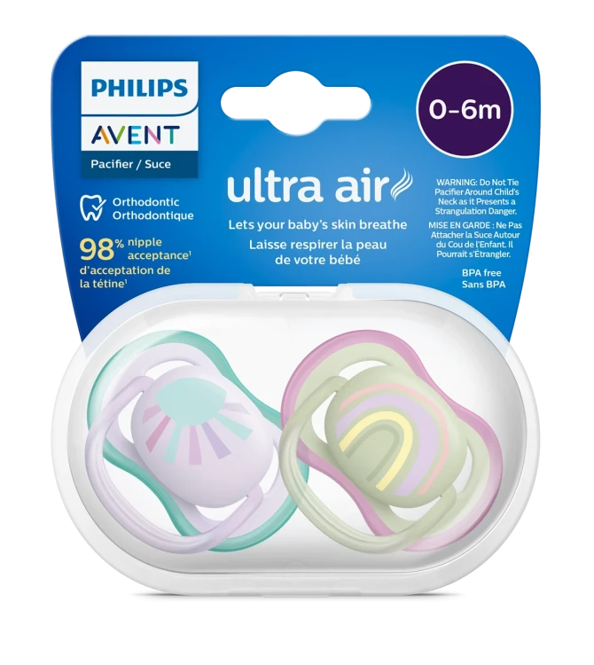 Philips Avent ultra air GIRL pacifier (0-6m) 2Pcs SCF085/59