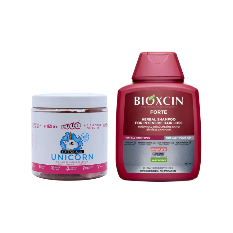 BIOXCIN Forte Shampoo 300ML + UNICORN Gummies PACK