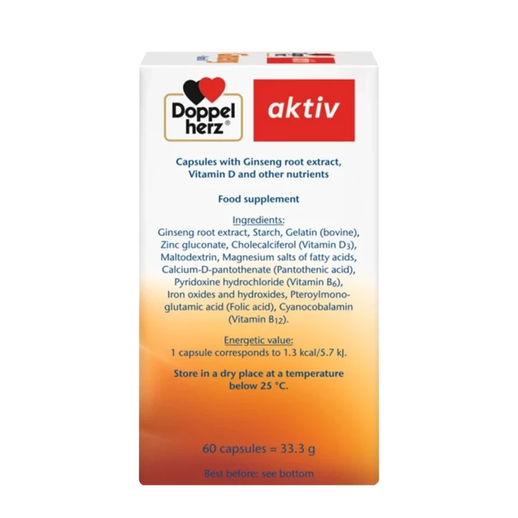 Doppelherz Ginseng + Votamin D 60 Capsules