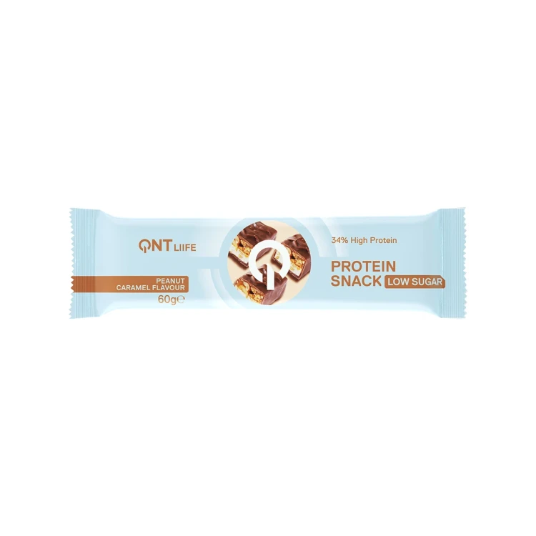 كيو ان تي 34% بروتين سناك بنكهة الفول السوداني والكراميل 60 جم