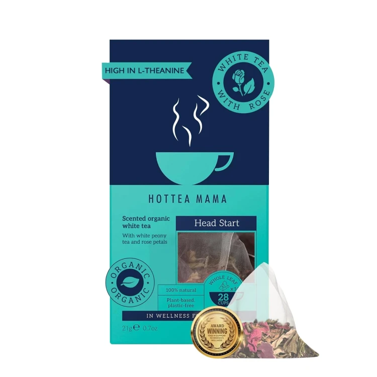 هوت تي ماما هيد ستارت شاي أبيض وورد عضوي 14 كيس شاي