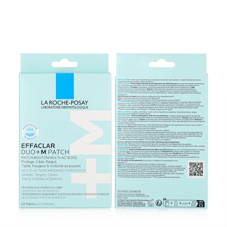 لاروش بوزيه لاصقات إيفاكلار ديو+ ام للبشرة المعرضة للحبوب 22 لاصقة