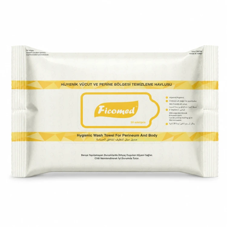 Ficomed Hygienic Wash Towel For Perineum and body WIPES 25 Adet