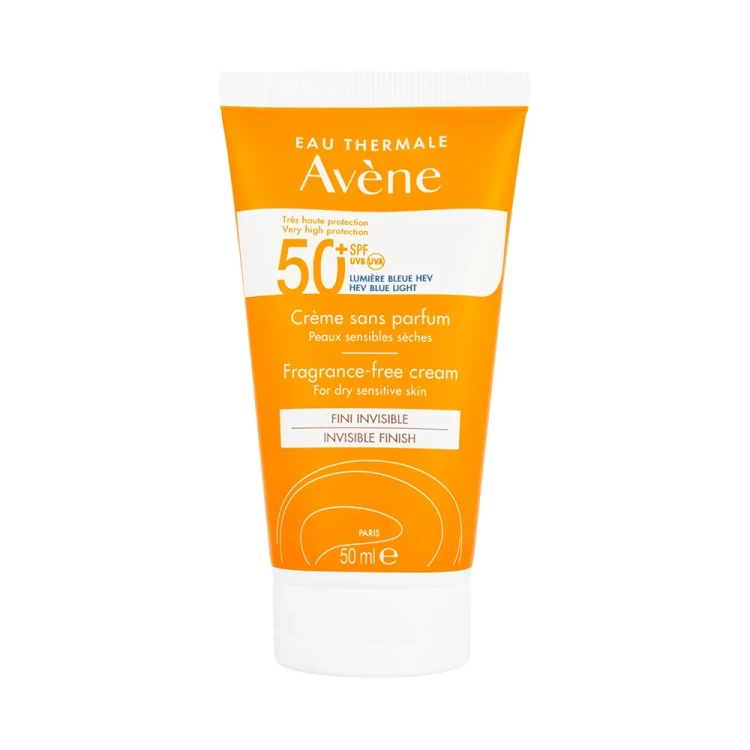أفين كريم واقي شمس بعامل حماية +SPF 50 خالٍ من العطور بلمسة نهائية غير مرئية 50 مل
