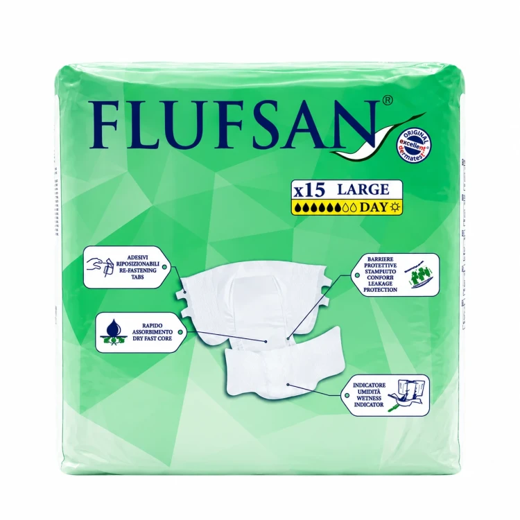 فلوفسان حفاضات كبار السن مقاس كبير 115×150 سم (15 قطعة)