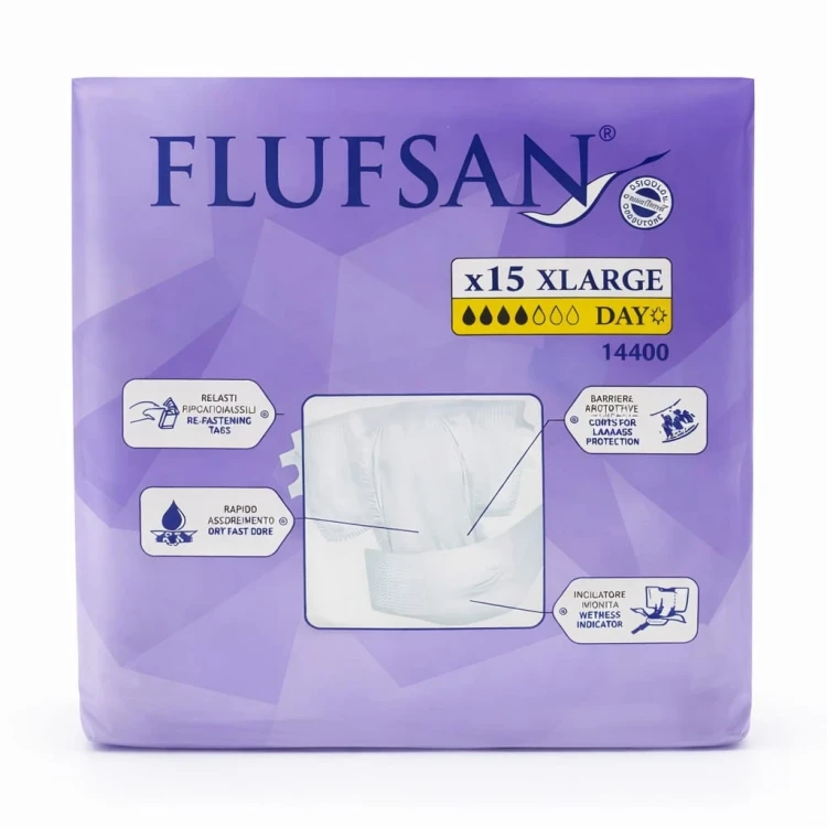 فلوفسان حفاضات كبار السن مقاس كبير جدًا XL من 120–170 سم (15 قطعة)