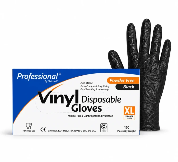 Vinyl Hand Gloves (XLarge Black) Professional 100pic top078