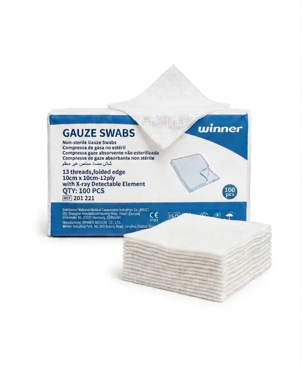 Winner Gauze Swab Folded edge 10*10 12PLY with X ray 100'S
