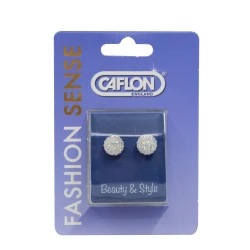 Caflon GlitterBall ROCK CRYSTAL 8MM Earring FJGB8RC