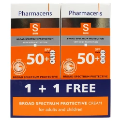 Pharmaceris S- Broad spectrum sun protection cream SPF50 1+1 offer