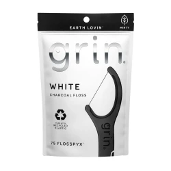 Grin White Charcoal Floss 75 PC BLACK (3955)