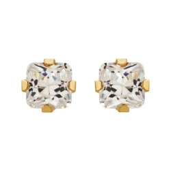 Lustrous 18K Gold Plated Diamond Point Earing (7Mm) 131