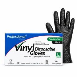 Vinyl Hand Gloves (Large Black) Professional 100pic top077