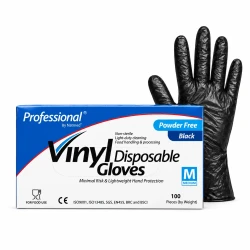 Vinyl Hand Gloves (Medium Black) Professional 100pic top076