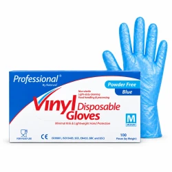 Vinyl Hand Gloves (Medium Blue ) Professional 100pic top070